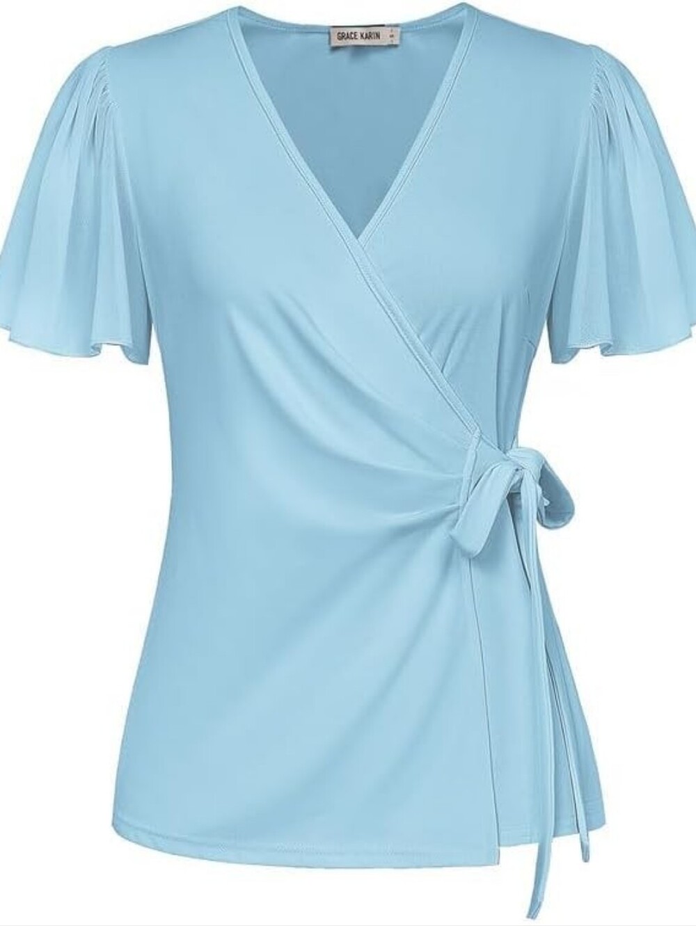 GRACE KARIN V-neck Wrap Top Peplum With Side Ties NWT Medium